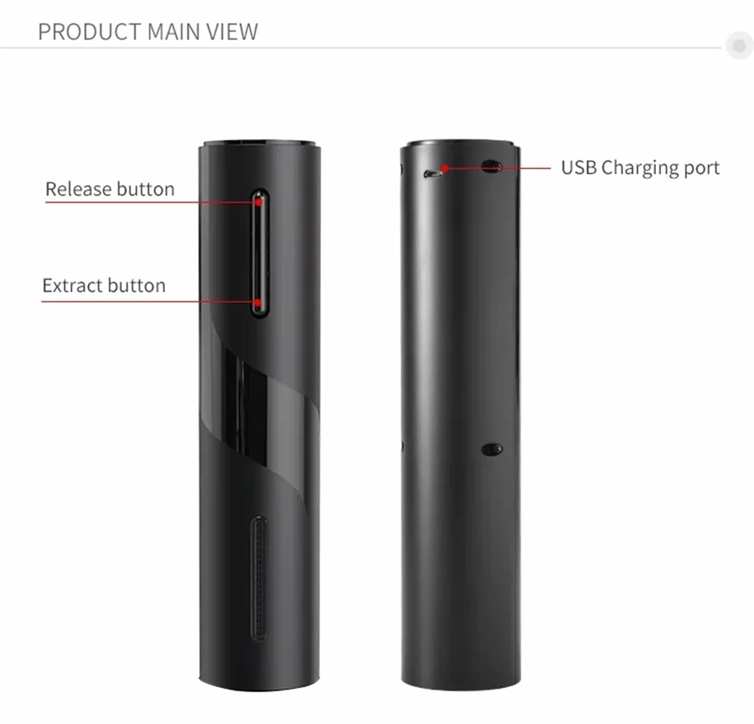 Sacacorchos Eléctrico, Abridor Botellas de Vino Profesional Recargable, Abrebotellas Automático Portátil con Cable USB, Cortacápsulas Botella, Tapón de Vino de Vacío y Vertedor de Vino