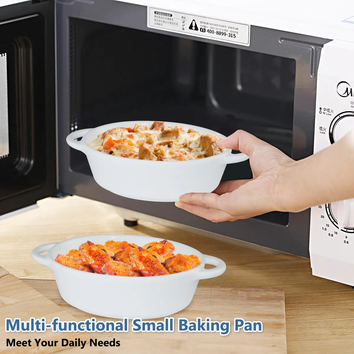 Juego de 4 platos de cerámica para hornear, 300 ml, pequeños con asas para horno, plato de lasaña de cerámica para pasta, tartas, quiche, pasteles, crema brulee, soufflé (18,5 x 11 x 4 cm)