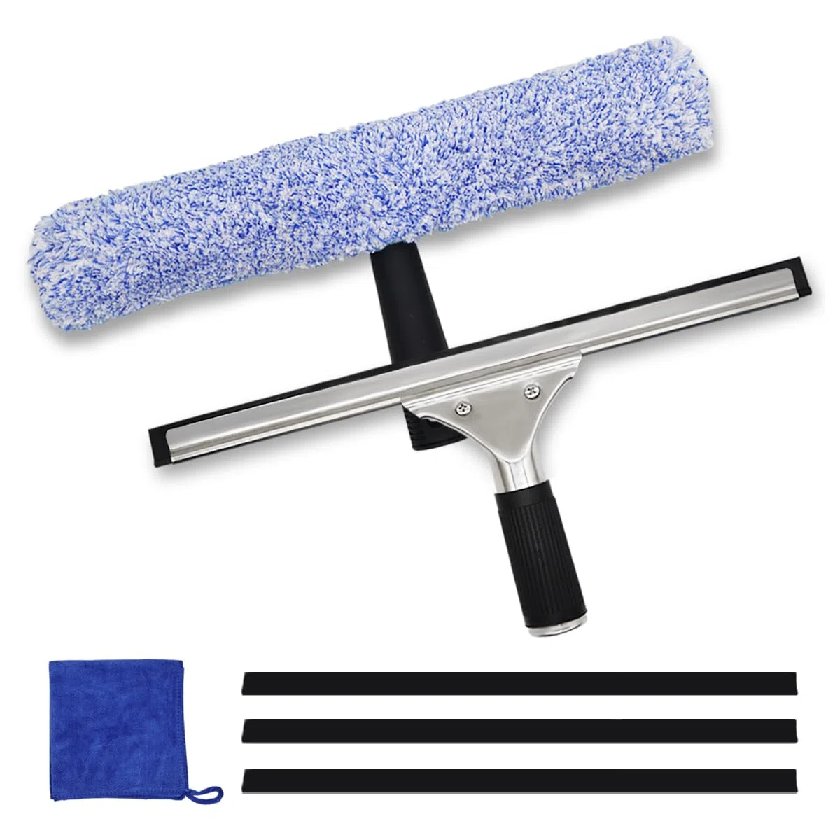 Kit de Limpieza de Ventanas 6 Piezas Limpiacristales Limpiador de Ventanas Profesional Limpiador de Vidrio de Microfibra Multiuso Kit de Limpieza Profesional para Ventana, Coche, Baño
