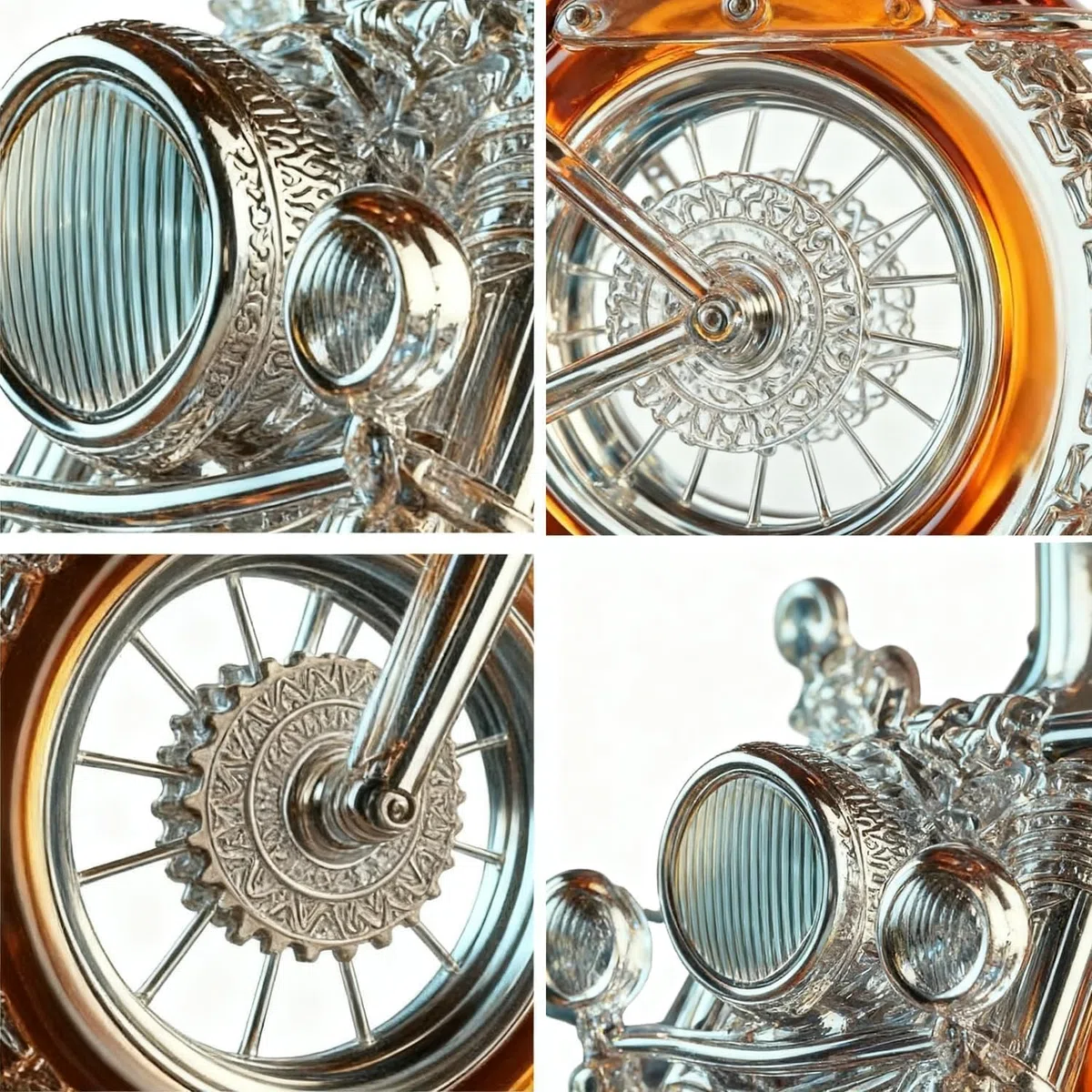 Decantador de Whisky 3D en Forma de Motocicleta, Vidrio Soplado a Mano, 350 ml, Botella para Almacenamiento de Licores, Regalo Único para Amantes de Motos