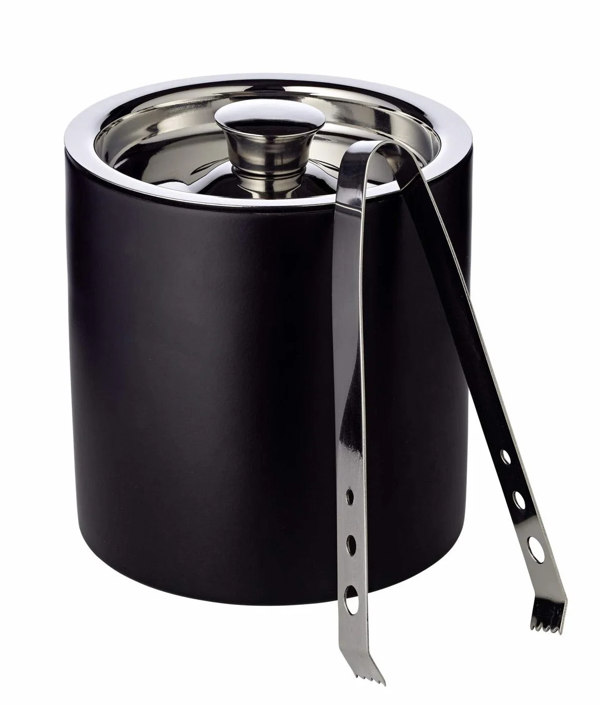 EDZARD Cubitera Pearl (H 16 cm, Ø 15 cm), de Doble Pared, Acero Inoxidable Negro Mate con Tapa, para Cubitos de Hielo - contenedor de Hielo, Recipiente para Hielo, Accesorios Bar