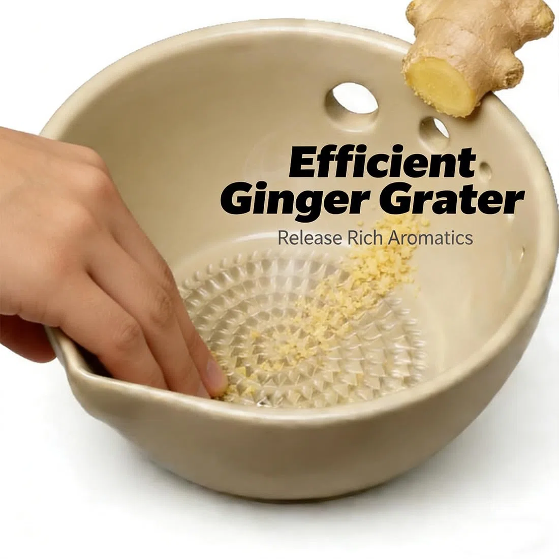 Handmade Garlic Grater X Herb Bowl, 2-In-1 Fresh Herb Stripper Bowl Ceramic with Built-In Grater and Herbs Stripper, Rasca Ajos Plate for Ginger, Garlic, Cheese Stem Remover (Blue)