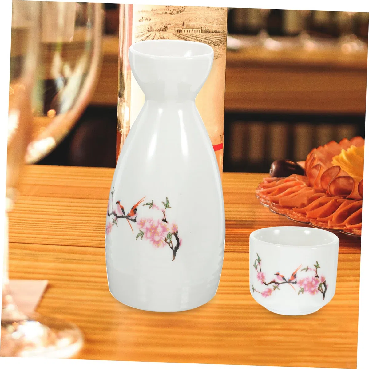 Holibanna Juego de Copa de Sake Japonesa y Tetera Tradicional de Cerámica, 7 Piezas, Surtido Pequeño, Material Cerámico, Diseño Retro, para Servir Sake en Casa, Bares y Restaurantes, Obsequio Especial