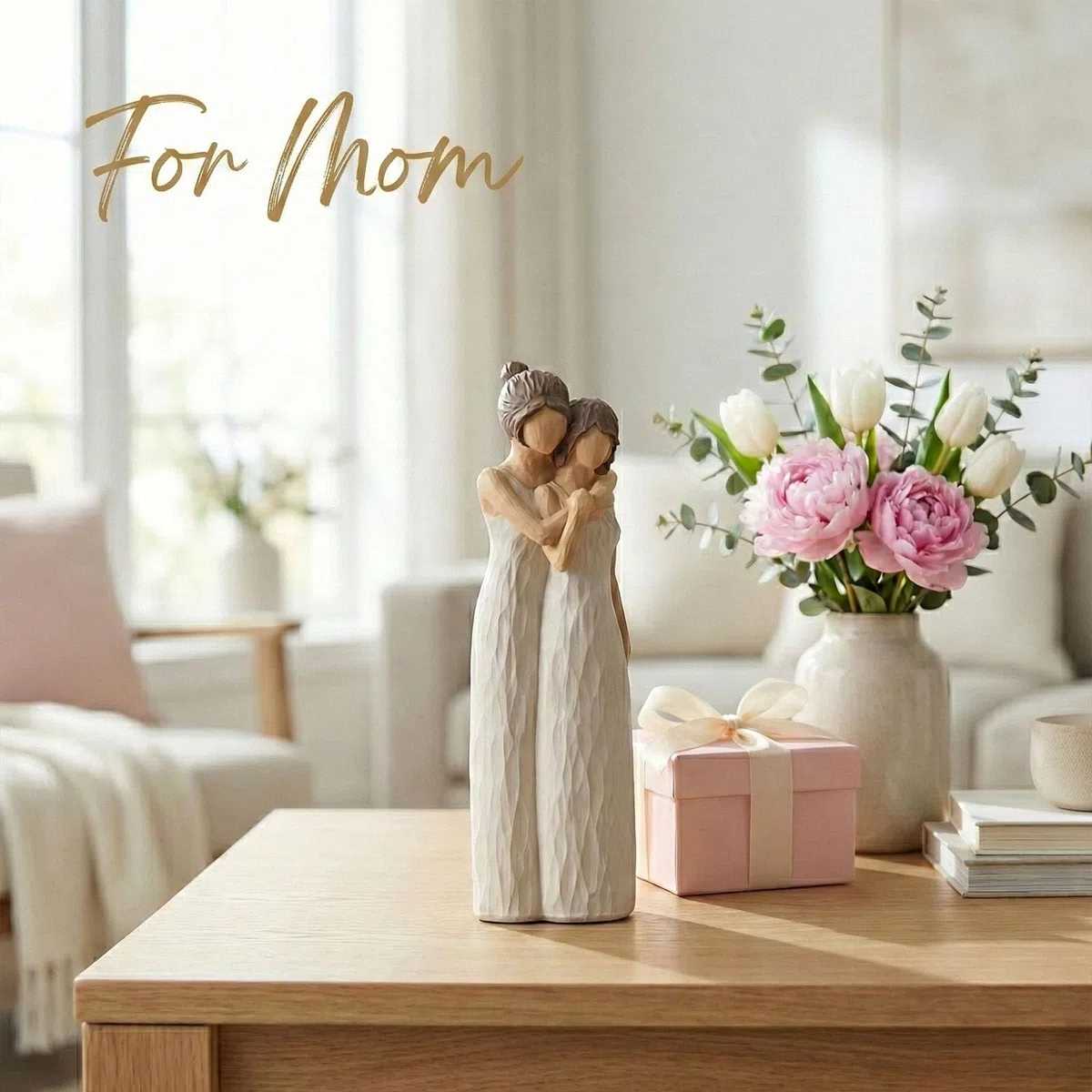Figuras de madre e hija para regalar a mamá, estatuas de madre e hija, recuerdos familiares significativos, adecuadas para colocar en el hogar, dormitorio, sala de estar, mesa, estante, decoración