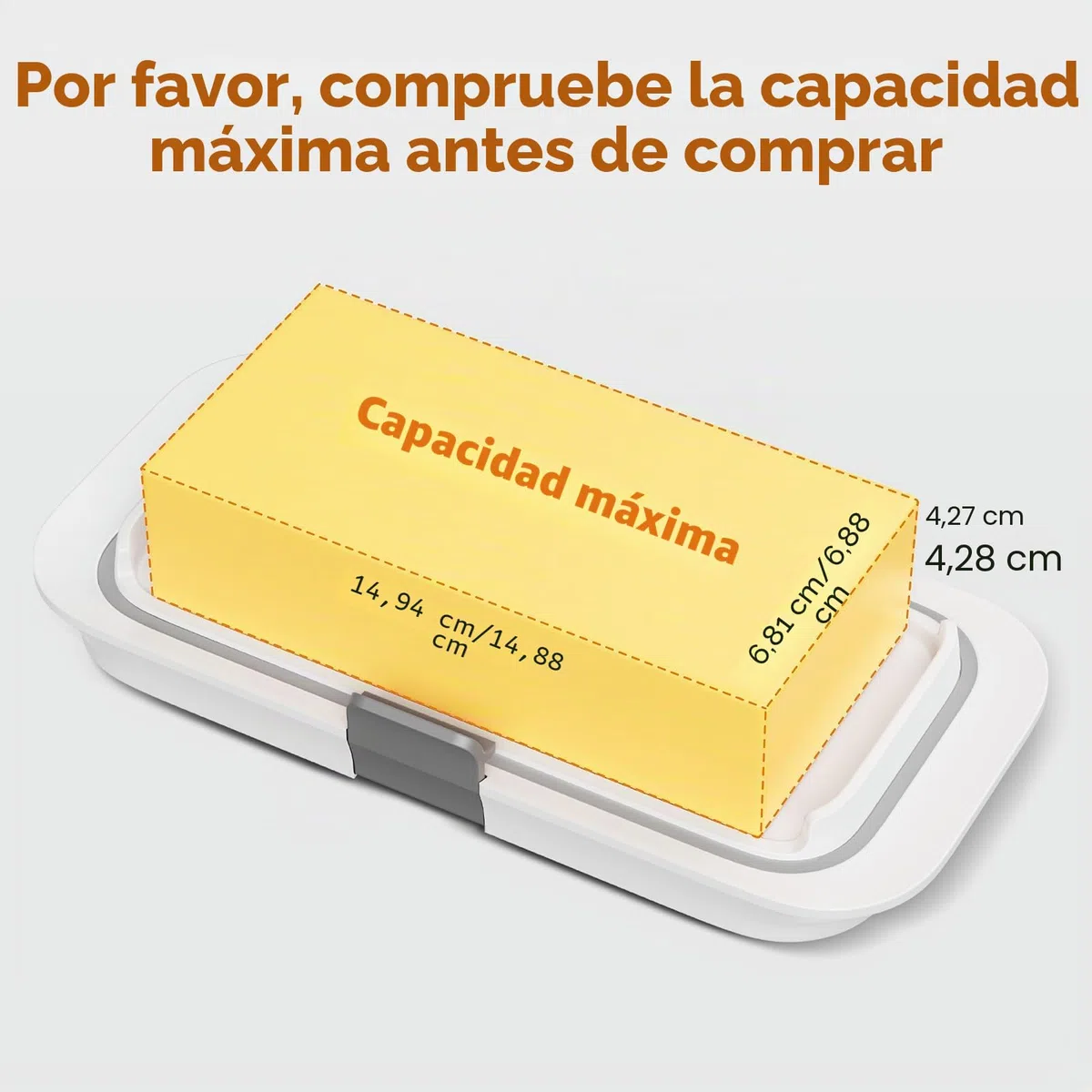 Pisol Mantequera, para 250 gr de manteca, Recipiente Hermético para Mantequilla con Tapa, Diseñado especialmente para mantequillas europeas/Kerrygold/mantequilla francesa