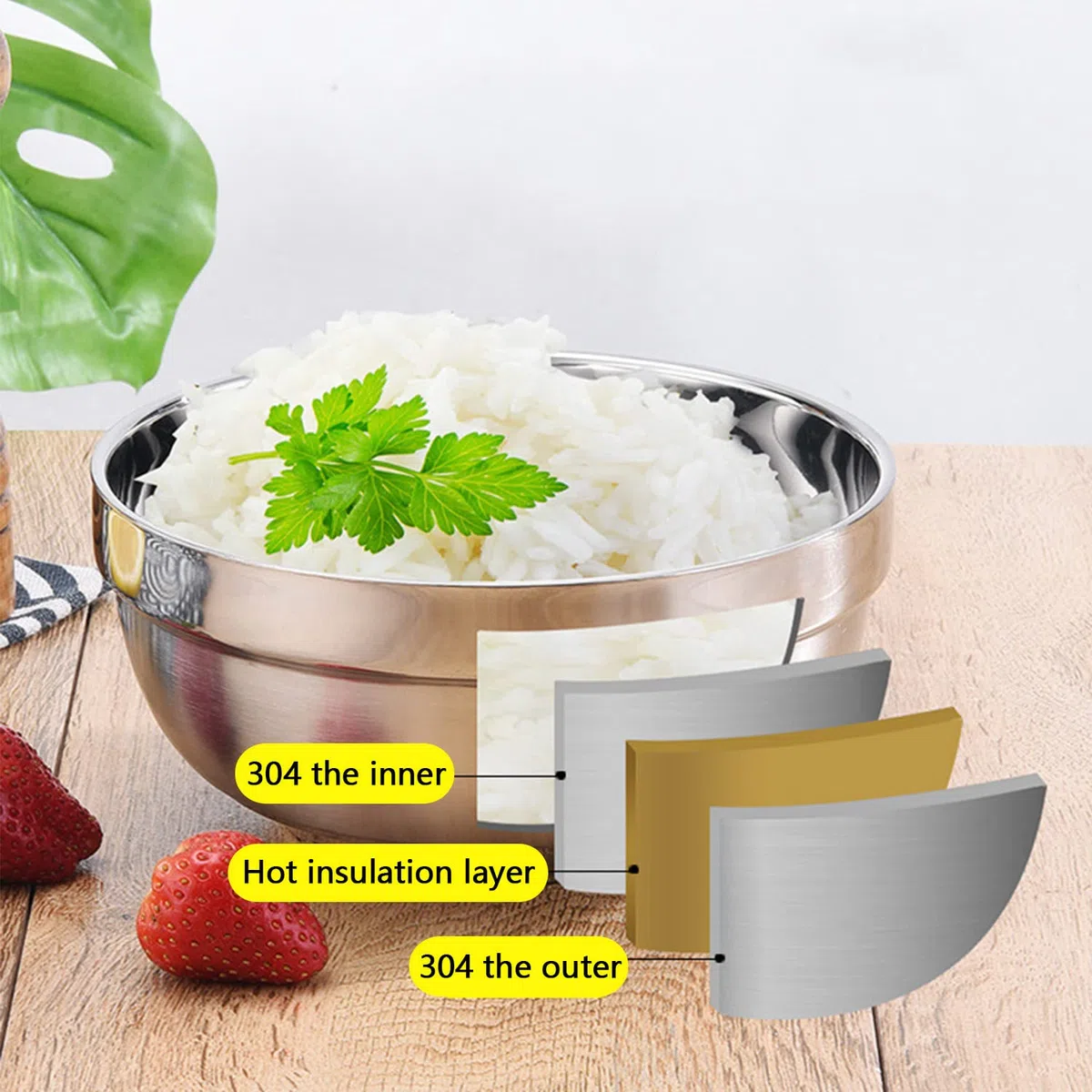Yalin Juego de 2 cuencos de acero inoxidable con aislamiento térmico, SUS 304, cuencos de metal multiusos de doble pared, cuencos perfectos para servir helado o sopa caliente, cereales, fideos,