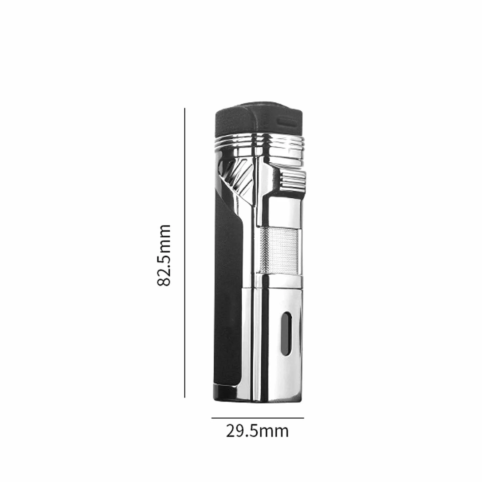 Jet Torch Encendedor Recargable Butano 4 Encendedor de Llama Rosa A Prueba de Viento con Taladro de Cigarro Ventana de Gas Visible Sin Combustible,Black,82 * 29 * 23mm