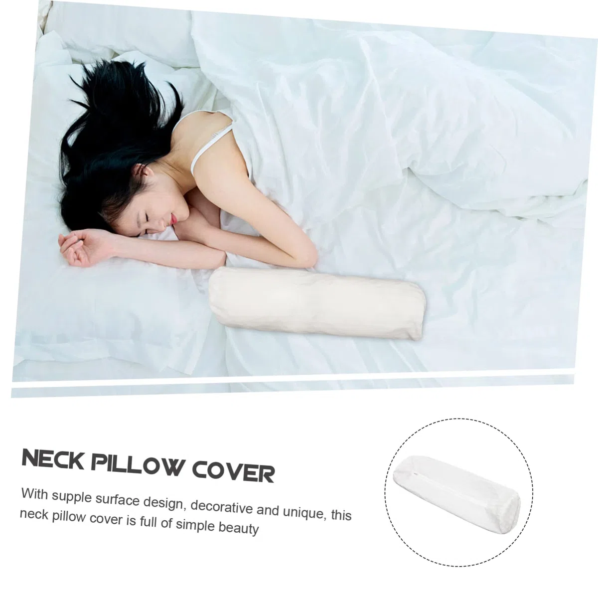 Yardenfun Funda De Almohada Cilíndrica 18x60 Cm para Cuello y Cabeza, Tejido Práctico, Reutilizable, Protectora para Oficina y Hogar, Funda Larga Redonda para Reposacabezas