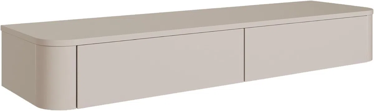 Selsey Mueble TV Suspendido Slim 140 cm Cashmere – Mueble de Salón Moderno para Televisión con Puertas Abatibles, Diseño Minimalista, Fabricado en Europa
