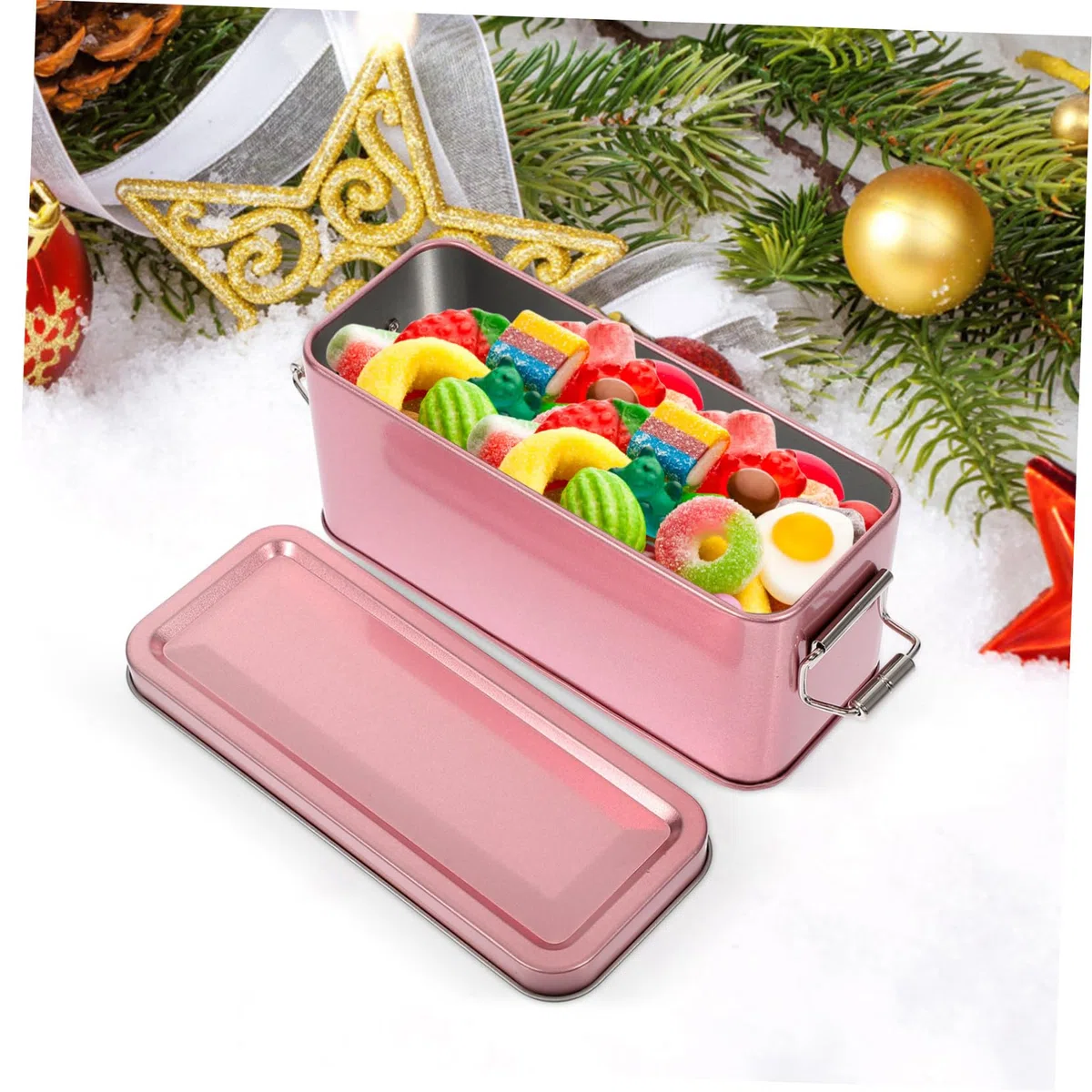 Tarro de galletas de metal con tapa, caja de lata duradera para dulces y galletas, caja de almacenamiento versátil para interiores, gran capacidad, sellado hermético inoxidable