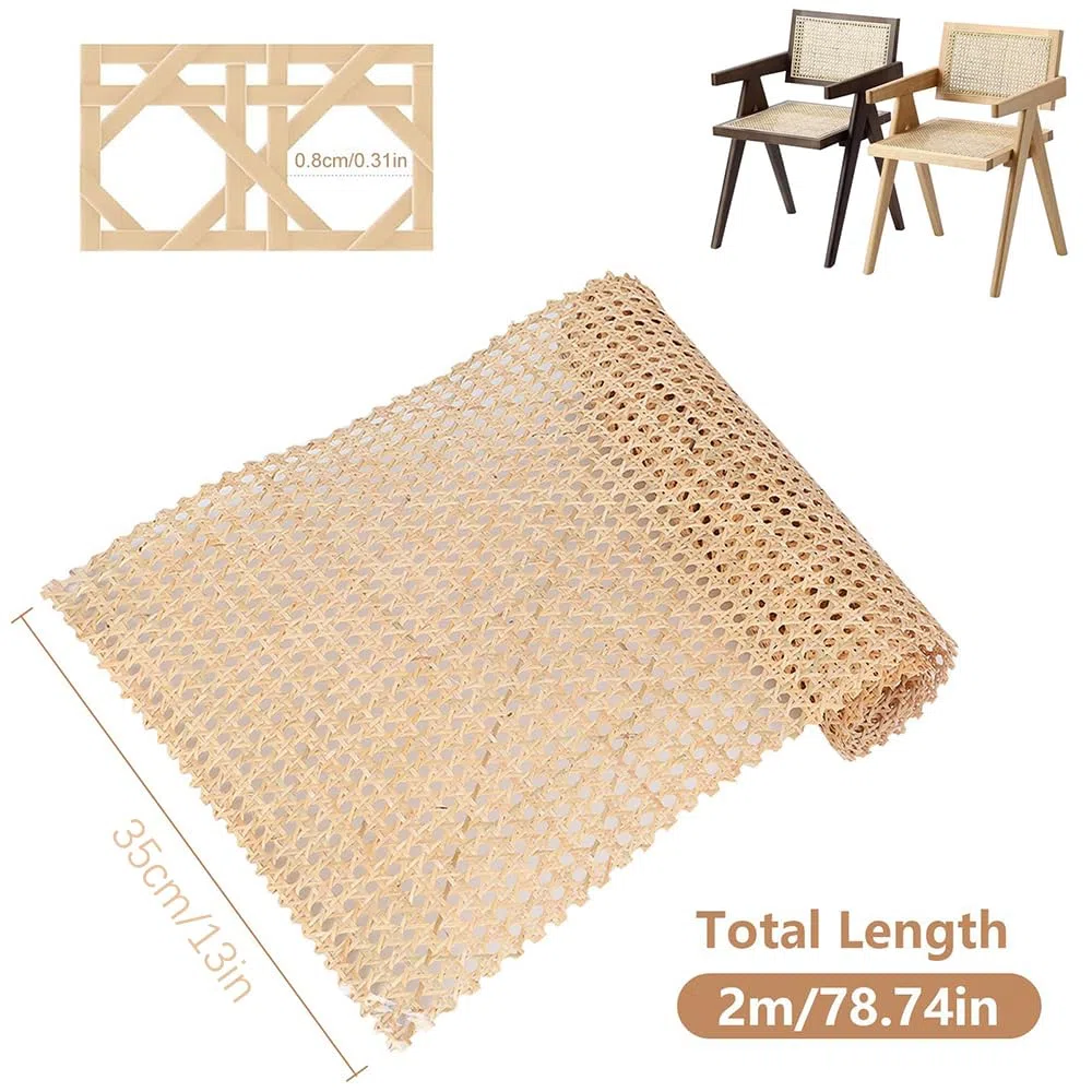 Ratán Rollo PE,Trenza vienesa,Rollo Plancha de Rattan Tejida,resistente al moho,ancho de ratán,resistente agua,malla de panal de abeja,silla de trenza vienesa para proyectos de bricolaje(35cm x 2 m)