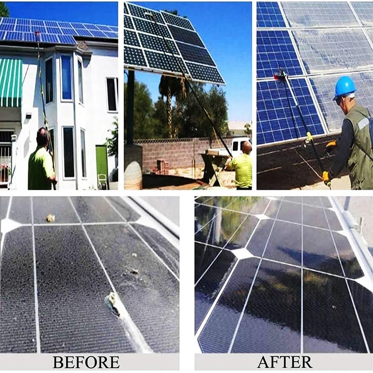 Exble - Kit de cepillo de limpieza de paredes y azulejos para piscinas: herramientas de limpieza al aire libre para techos, suelos y paneles solares, perfecto para mantenimiento y brillo