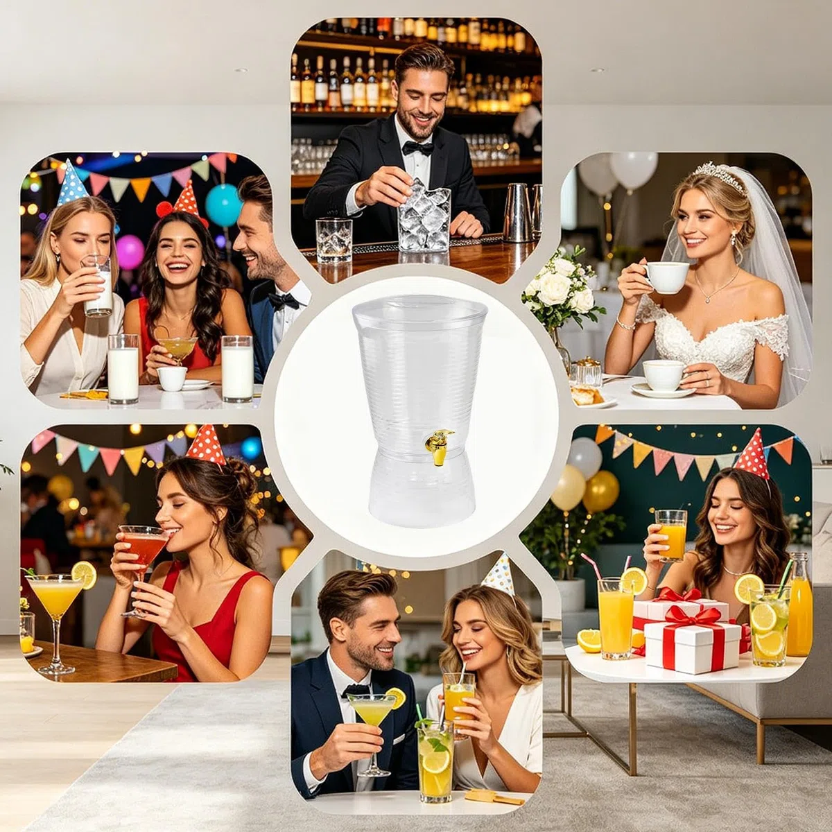 Dispensador de Bebidas Jarra de 6L para Refrescos | Dispensador de Limonada con Grifo para , Bodas, Reuniones, Oficina, Restaurante, Cafetería, Cumpleaños, Barbacoa