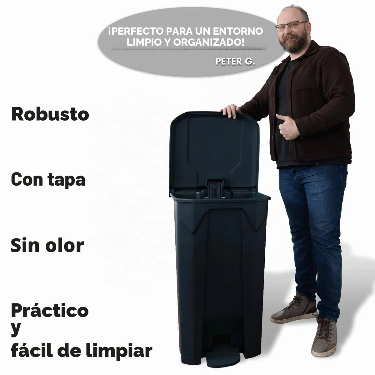 Floordirekt Cubo de basura de 80 litros con tapa gris para cocina y oficina. sistema de separación de basura. cubo de basura con pedal con mecanismo step-on