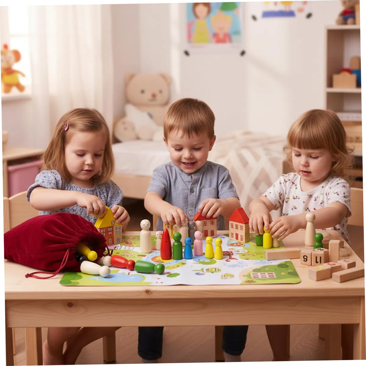 Figuras de Personas de Madera, 28 Piezas de muñecas de Clavija de Madera, Figuras de Personas Coloridas, Juguetes educativos, proyectos de Arte, Juegos en Miniatura, Mini muñecas para niños