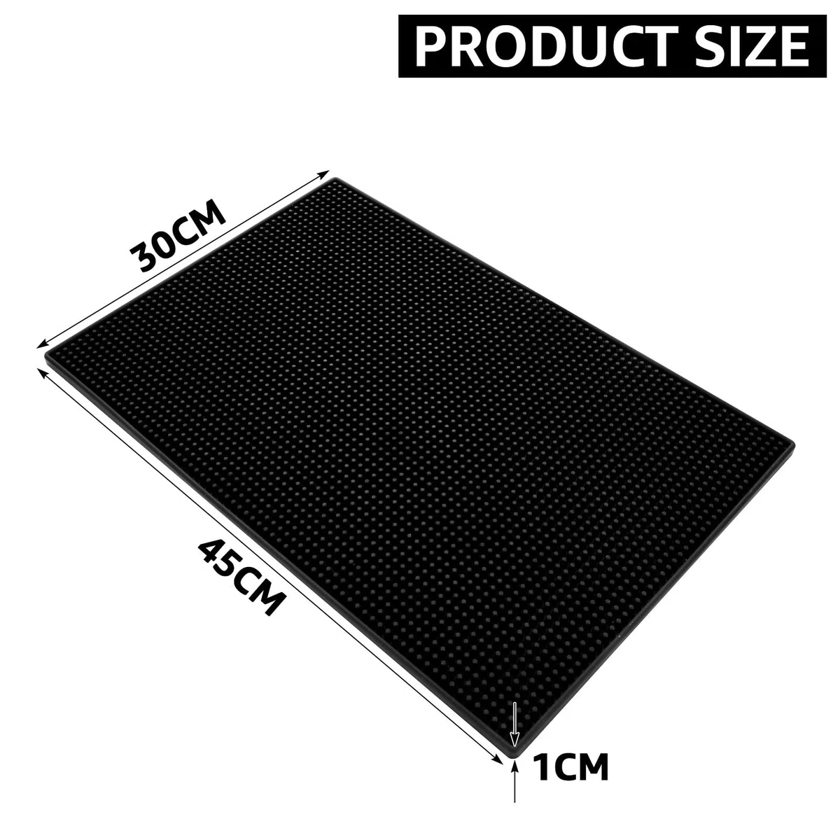 3 unidades Alfombrilla Escurreplatos 45 x 30 x 1 cm, Escurreplatos Silicona de PVC, antideslizante, negro, para bar, club, cocina, café, té, restaurantes y mostradores