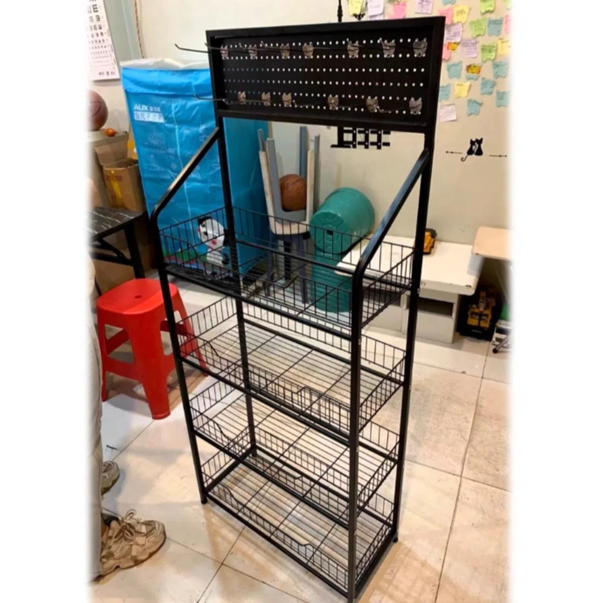 Estante de almacenamiento de alimentos, estante de 4 niveles, altura 140 cm, longitud 60 cm, ideal para organización de puestos de concesión