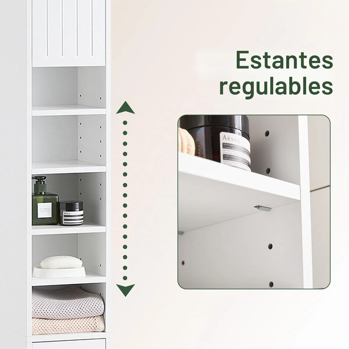SoBuy Mueble Baño Alto Armario Baño Estrecho 20x180x20 cm Blanco | Mueble Baño Auxiliar, Armario Columna Baño con Puertas, Cajón y Estantes, Mueble Almacenaje Estrecho, BZR160-W