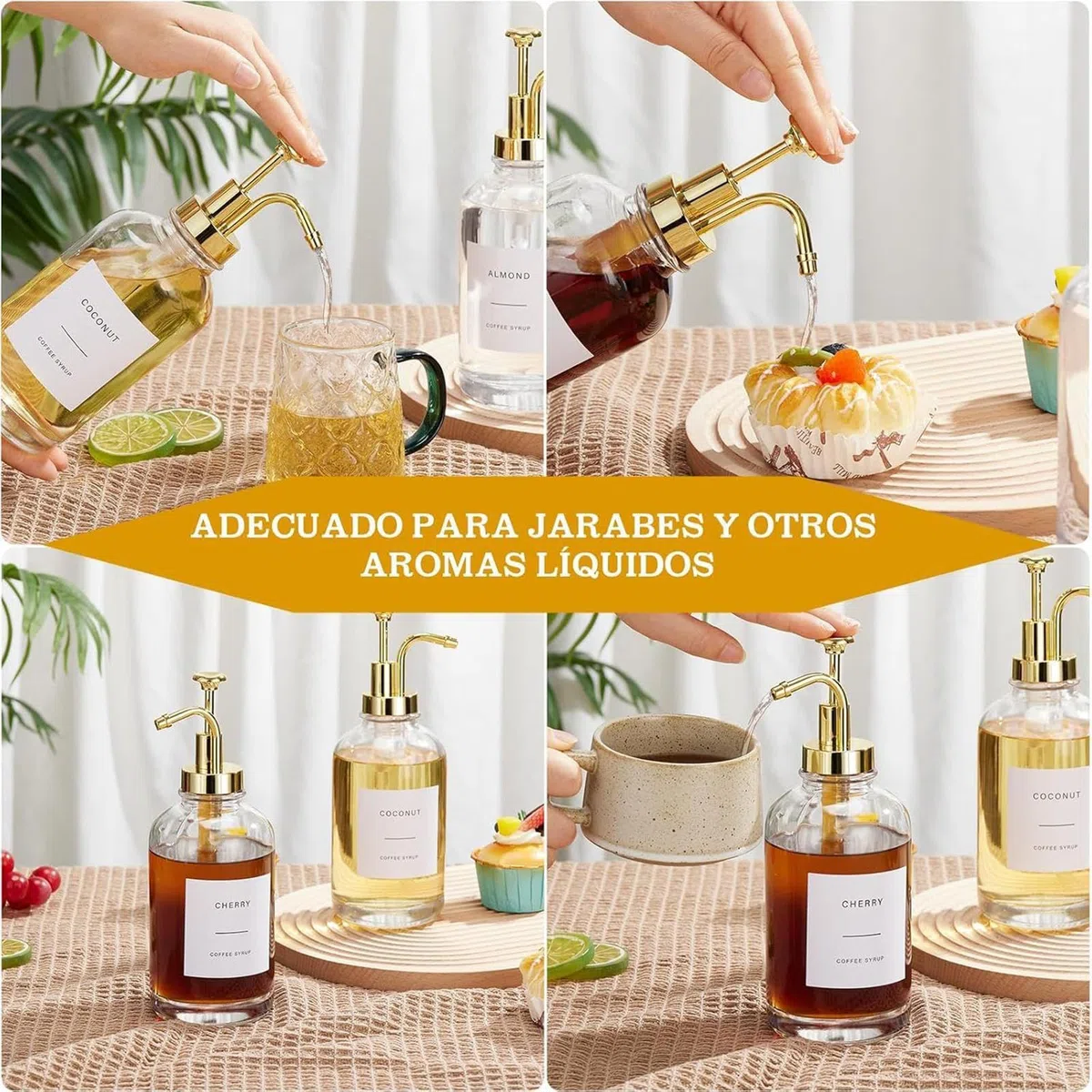 Dispensador de de Vidrio | Contenedor de de Vidrio Transparente | Botella de Salsa a Prueba de Fugas Transparente para Ketchup, jabón de Manos, Cocina, Bebida, Mesa, Postre, Chefs, hogar