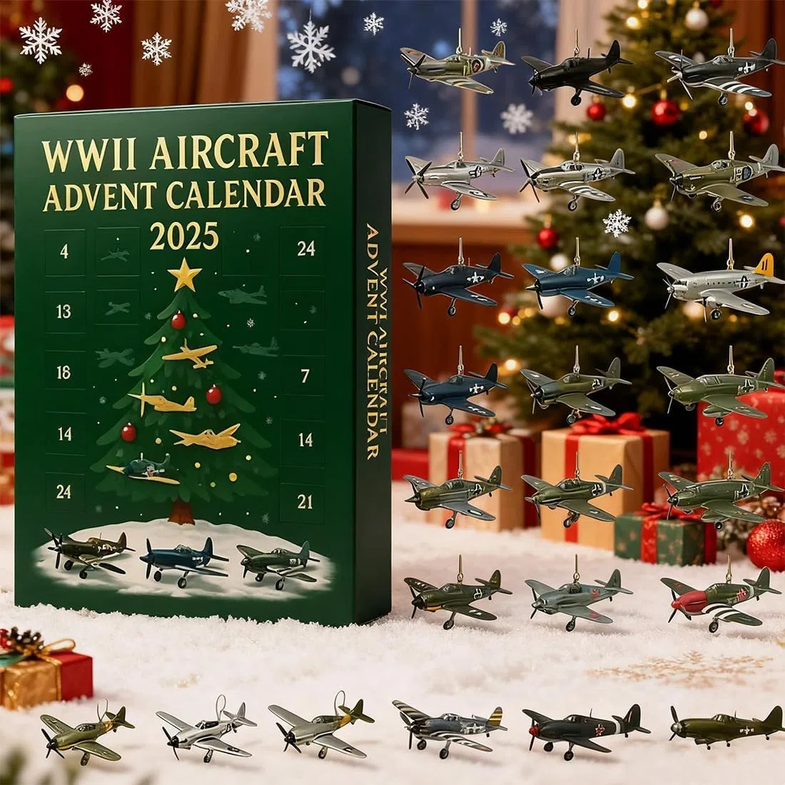 Calendario de Adviento de Aviación WWII: 24 Aviones de Guerra en Miniatura para Coleccionistas Adultos (1PCS)