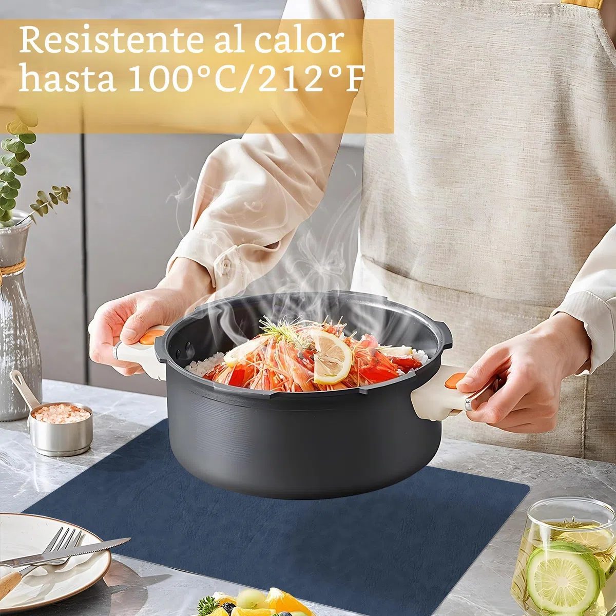 Juego de 6 Salvamanteles y Posavasos - Salvamanteles Lavables Resistentes al Calor, Diseño de Cuero de Doble Cara Antideslizante para Cocina, Hogar, Restaurante