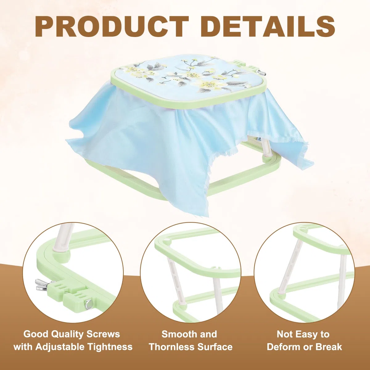 PATIKIL Bastidor De Bordado Cuadrado De 7.1" X 6.7", Soporte Ajustable De Plástico ABS Para Bordado Sin Manos Con 2 Niveles, Marco Para Punzón De Aguja Y Manualidades De Costura, Verde