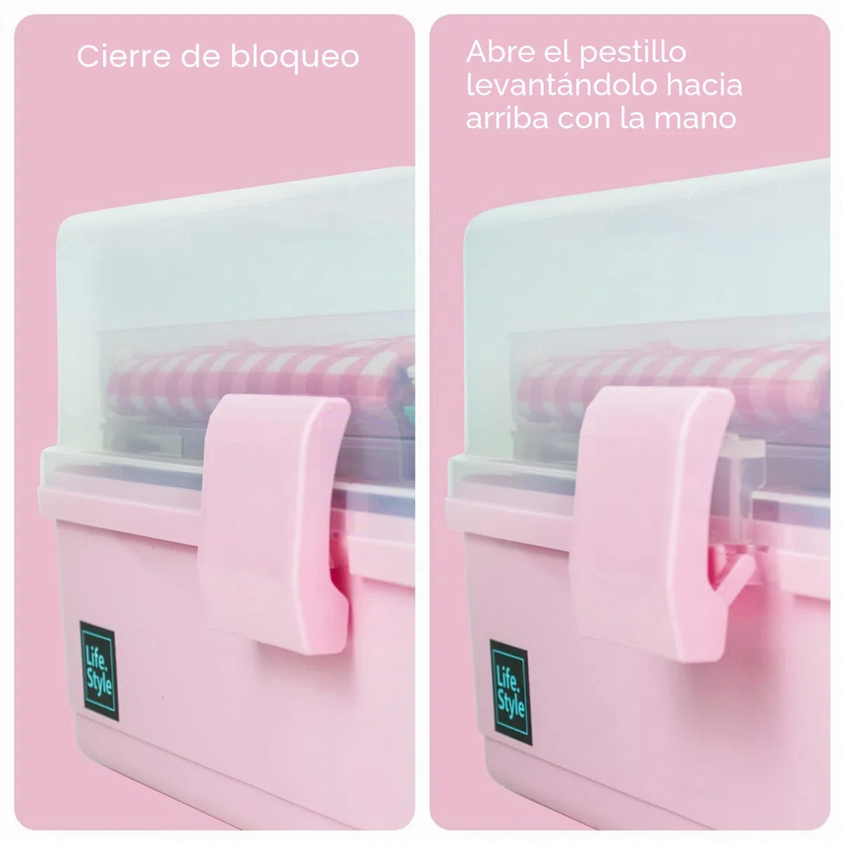 Creahaus Caja de almacenamiento multiusos de 33 cm, con 3 estantes, caja organizadora, caja de manualidades, caja de costura, maletín de medicina, caja de herramientas, maletín de pesca con 2 estantes