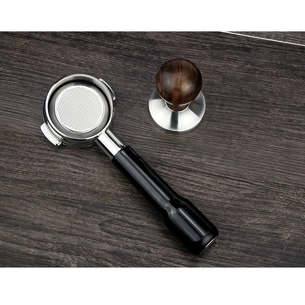 QUNINE Mango Sin Fondo De Café Modificado De Acero Inoxidable De 58 Mm Compatible con Cafetera Mango De Madera Mango De Café (Tamaño : C) (Color : C) (Color : Grey) (Padre)