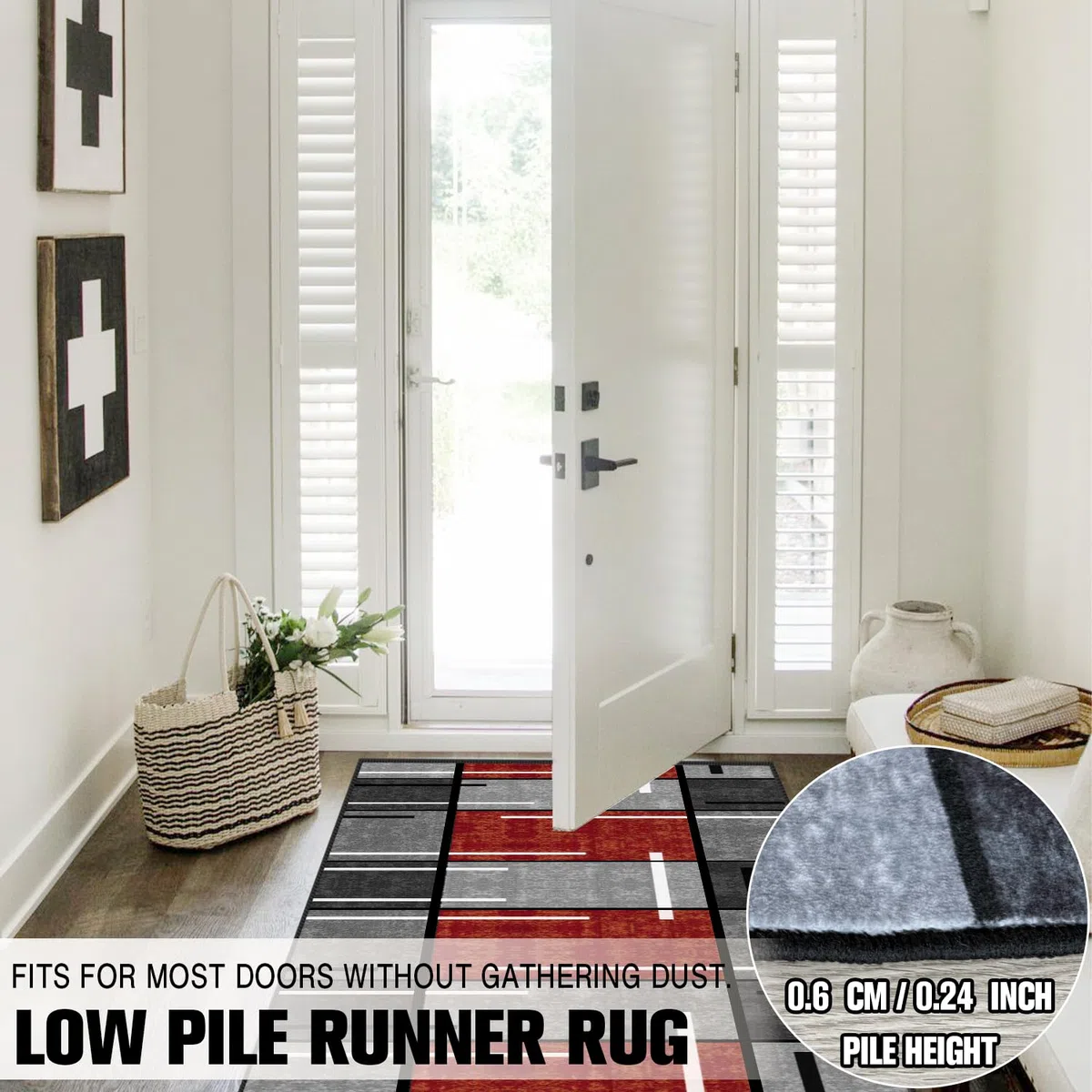 WTHYGB Alfombra de pasillo de 2 x 5 pies, antideslizante, lavable a máquina, para entrada, interior, alfombra larga y moderna, alfombra de pelo bajo de 6 mm para dormitorio, lavandería, cocina