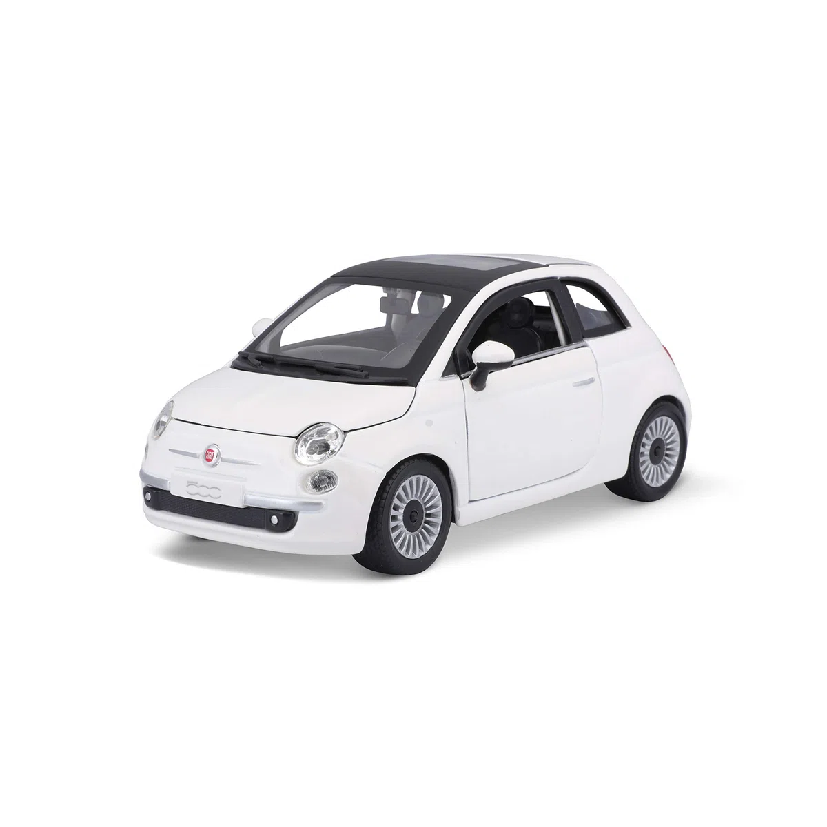 Bburago - Fiat 500 (2007) Blanco, Coche diecast a Escala 1:24, réplica Detallada con Puertas y capó abatibles, Licencia Oficial FIAT, Edad Recomendada 3+ años
