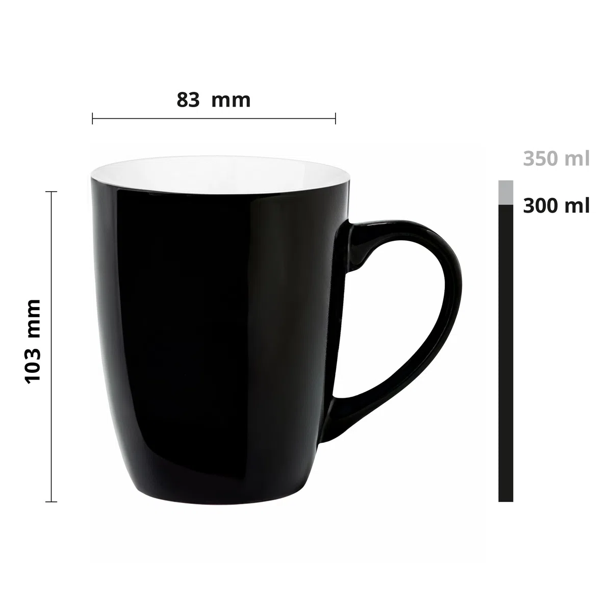 Glasmark KROSNO 1992 Taza de Cerámica 6 Piezas Juego de Tazas para Café y Té Negras 350 ml