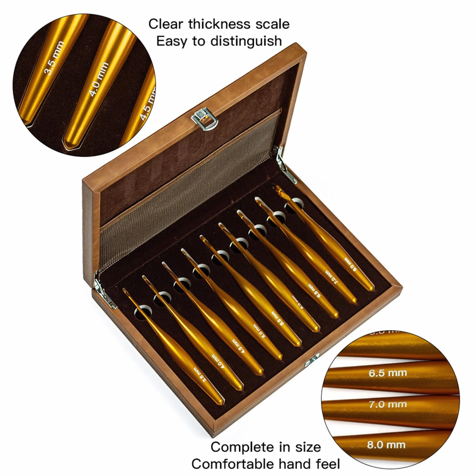 PANGBOER Juego de agujas de ganchillo de alúmina desmontables, mango corto de madera para un agarre cómodo, varios tamaños incluidos con estuche de almacenamiento