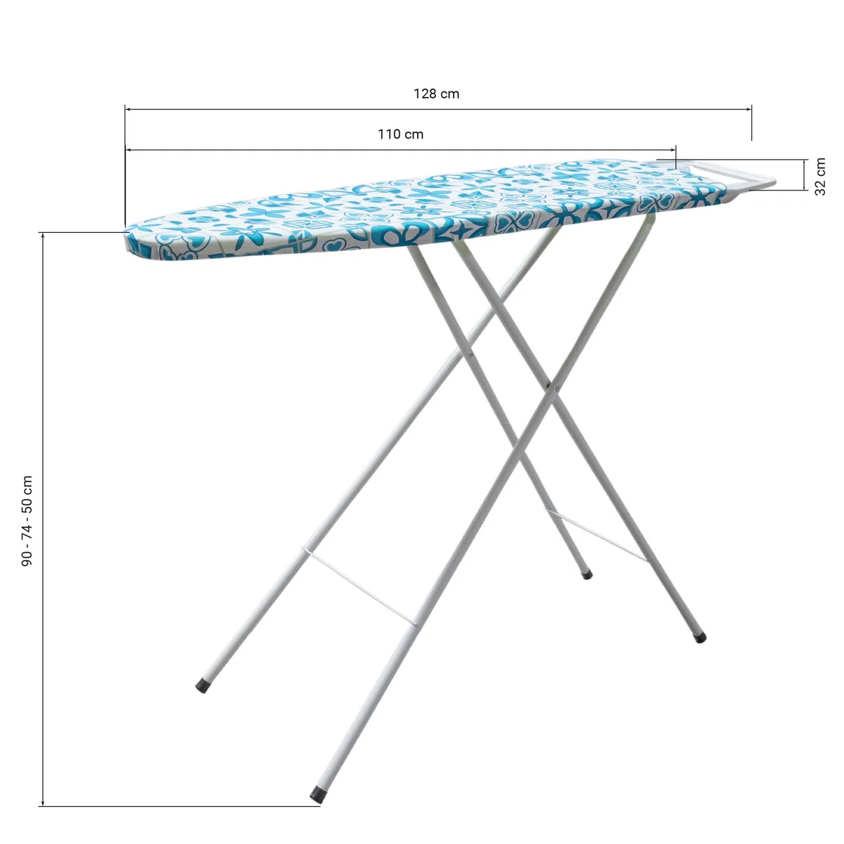 Cofan Tabla de Planchar Pequeña | Altura Regulable | Patas Antideslizantes | Funda 100% algodón | Medidas: 110 x 32 cm | Tabla Cerrada 147 x 41 cm