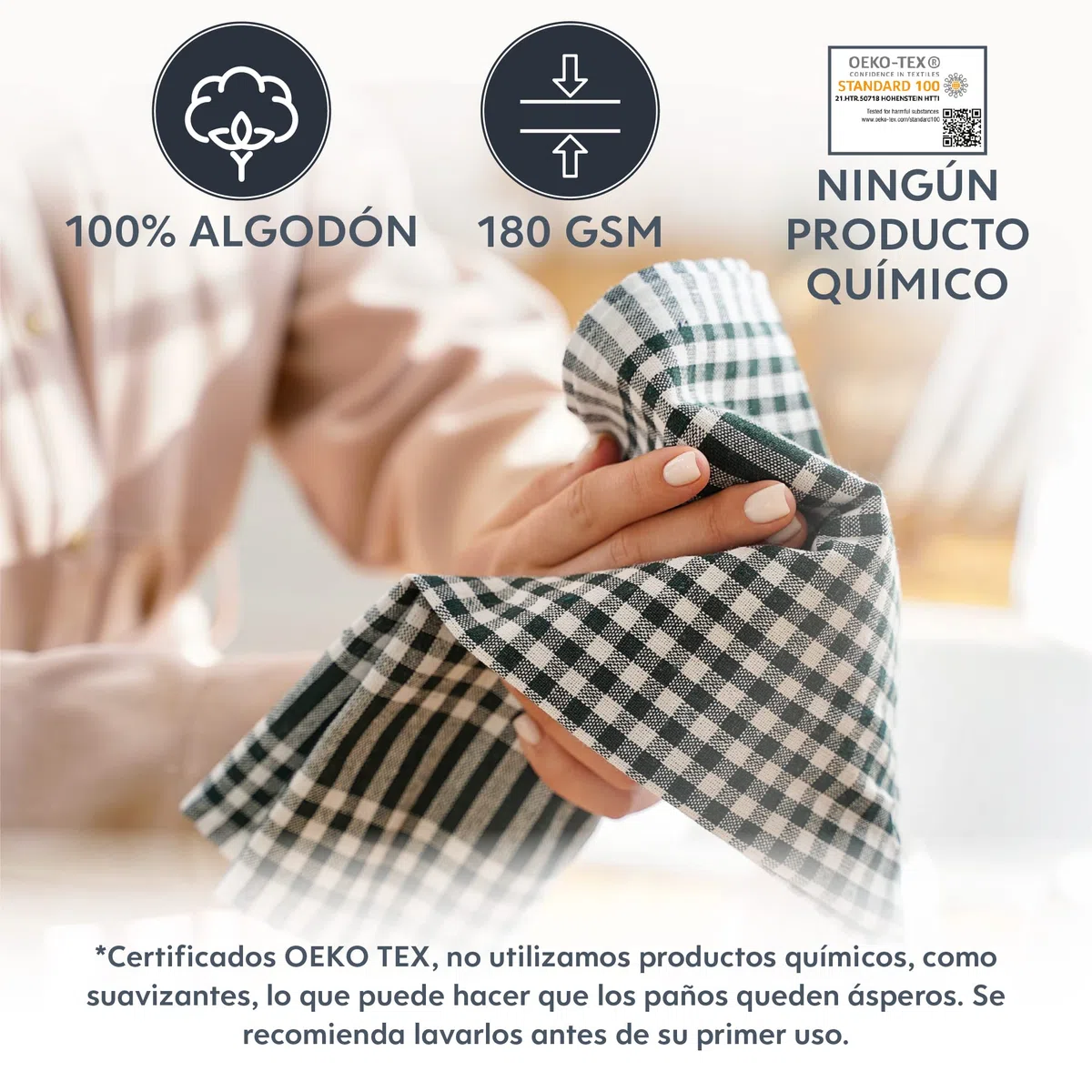 Twinzee - Set de 10 Textiles de Cocina a Cuadros - 100% Algodon - 47 x 67 cm - Diseño Retro - Paños de Cocina para secar la vajilla y Las Manos - 2 Azul, 2 Rojo, 2 Verde, 2 Naranja, 2 Amarillos