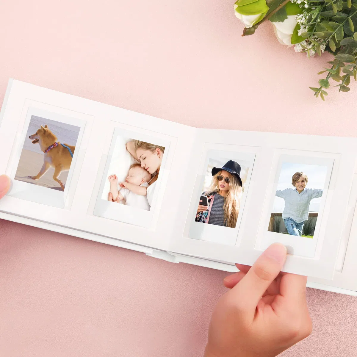 Álbum de fotos de 64 bolsillos con espacio de escritura, ventana frontal, Álbum de fotos Polaroid de 3 pulgadas, HP Sprocket, tarjetas fotográficas K-pop (Blanco)