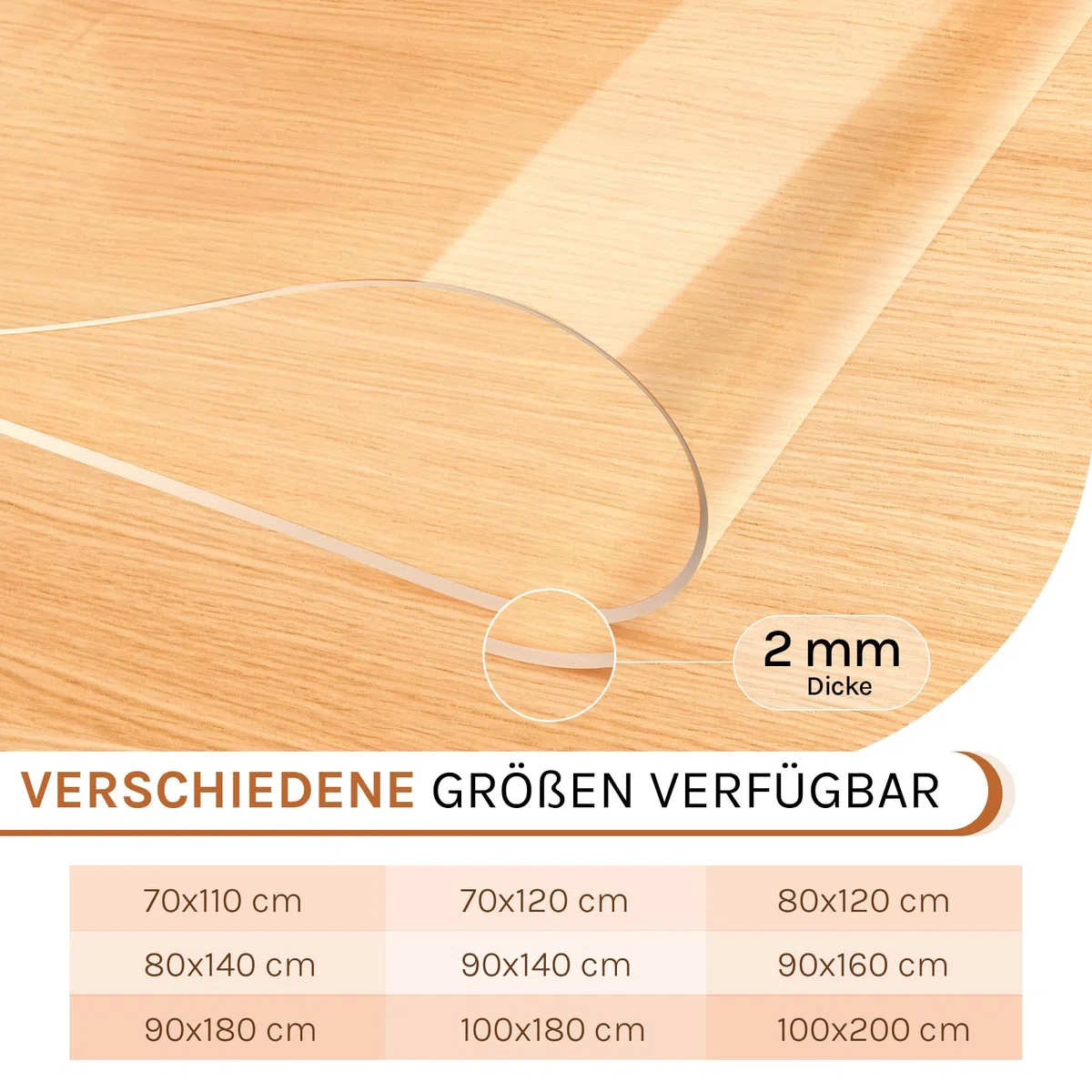 WOLTU Mantel Transparente PVC Impermeable, Protector de Mesa, 100x200 cm | Mantel impermeable de plástico rectangular, ideal para comedor y oficina