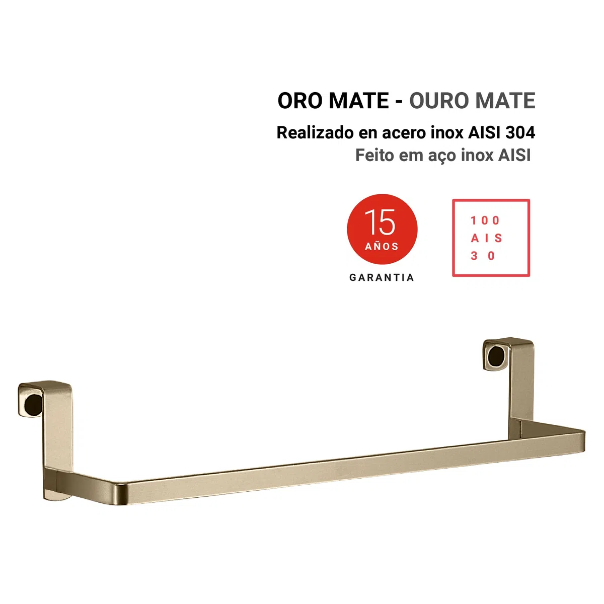 Gedy Tosca Toallero baño, Toallero sin Taladro para Colgar, Acero Inoxidable, Cromo, 37 x 8,5 x 6,5 cm