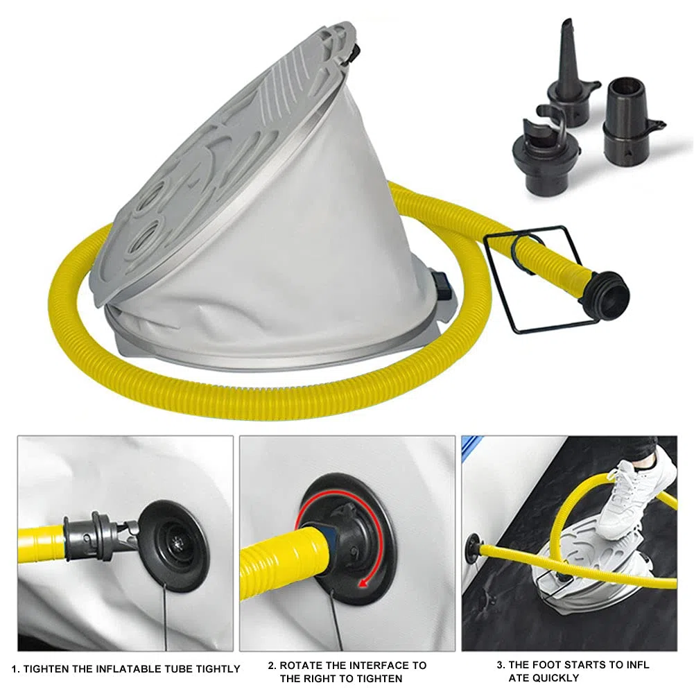 Bomba de aire de pie, Bomba de pie para barco, Bomba de aire inflable, Barco inflable Portátil Rápido Camping Airbeds Bomba de pie Globo para Canoa Kayak