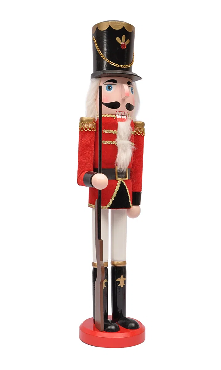 Christmas Nutcracker Toy Soldier Halberdier (60cm) Wooden Decoration with Fabric, Red/Black