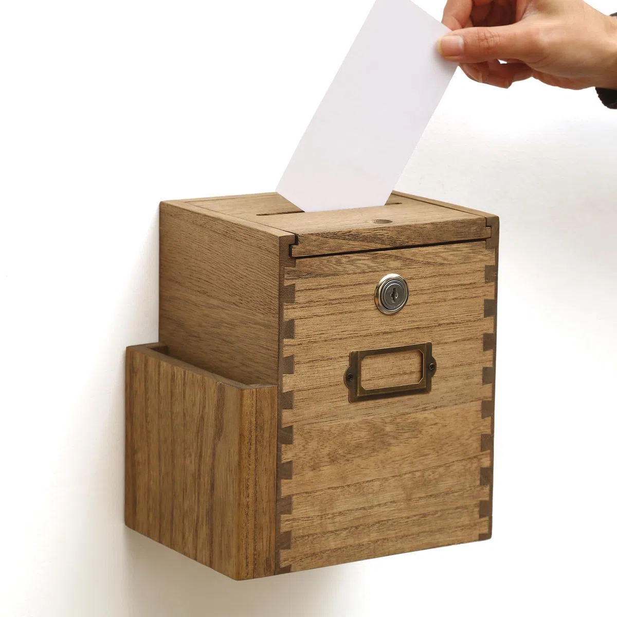 KIRIGEN Caja de presentación de Madera para donaciones y elección, para Montar en la Pared, Caja de colección de comentarios con Cerradura y 2 Llaves para Escuela, Oficina, Hospital marrón Oscuro