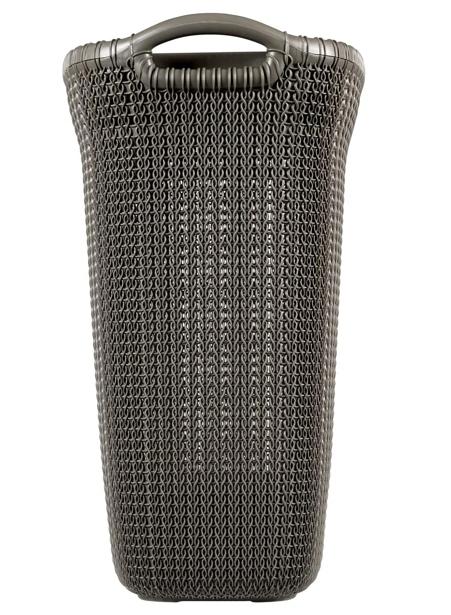 Curver Hamper- Baúl para la Colada 57L, Cesto de Ropa, 45x34xH61 cm, Acabado Knit, Marrón Topo