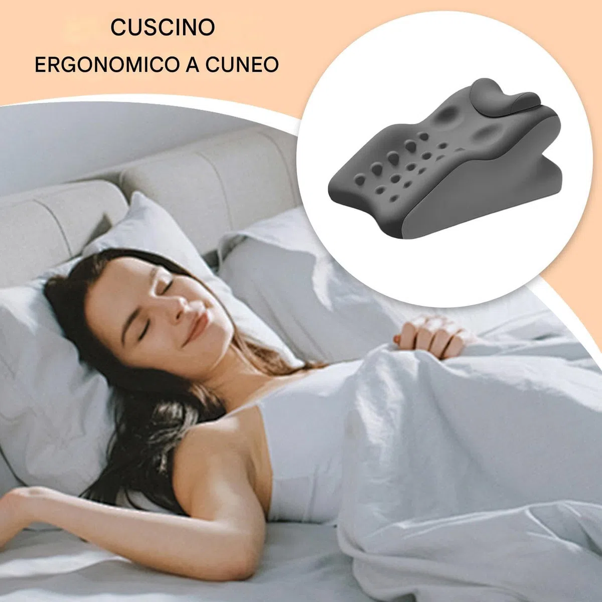 Almohada Cuña Cama Cojín De Espuma Viscoelástica, Soporte De Cuello Y | Almohada Cuña Ergonómica para Dormir Adultos Ayuda Para Dormir, Reflujo Ácido, Ronquidos
