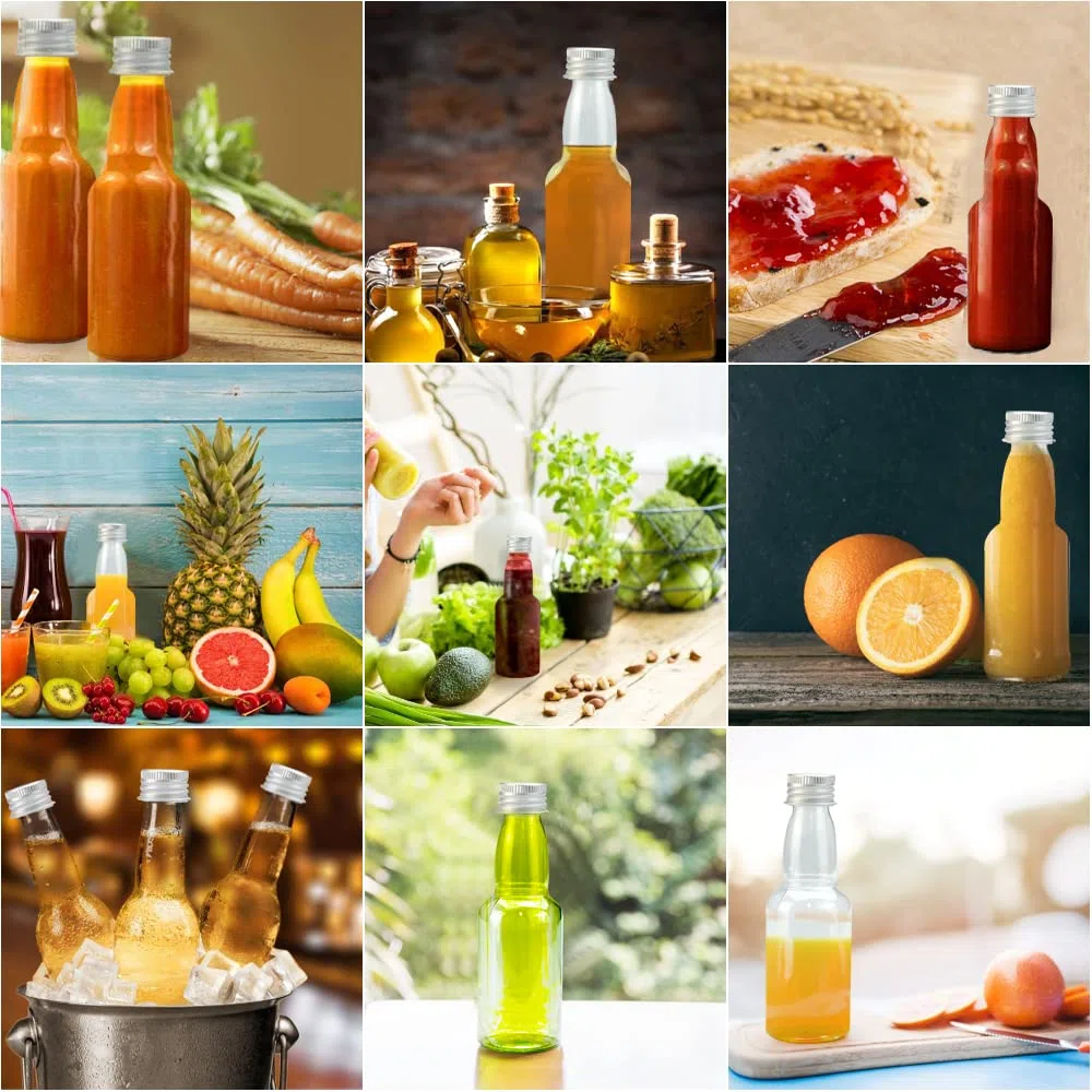 24 PCS Botellas Vacías para Licor 50ml Botellas de Plástico Vacías para Licor con Tapa Botella de Vino Pequeña Vacia Reutilizables con 1 Embudo Mini Botella para Bodas para Leche Zumo Aceite