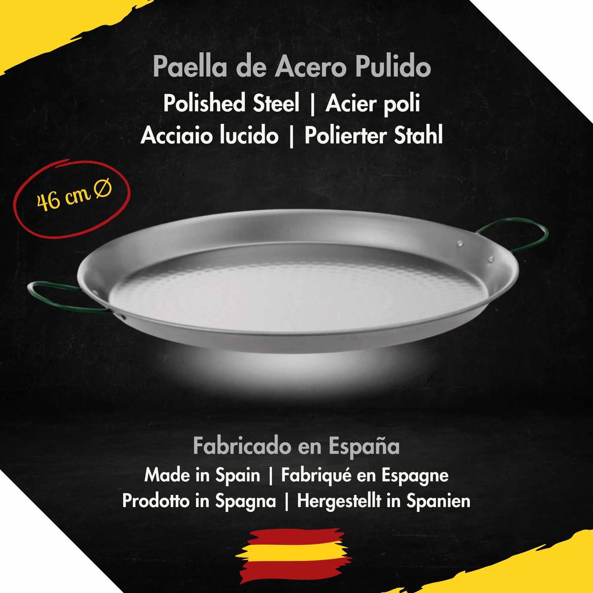 COMBOI Paellero gas butano, Kit Profesional, Quemador plano 35 cm, Paellera Pulida 46 cm, Regulador, Manguera, Soporte Patas, Nivel, Delantal, Libro Recetas Digital (Kit Paellero Pro 35 cm)