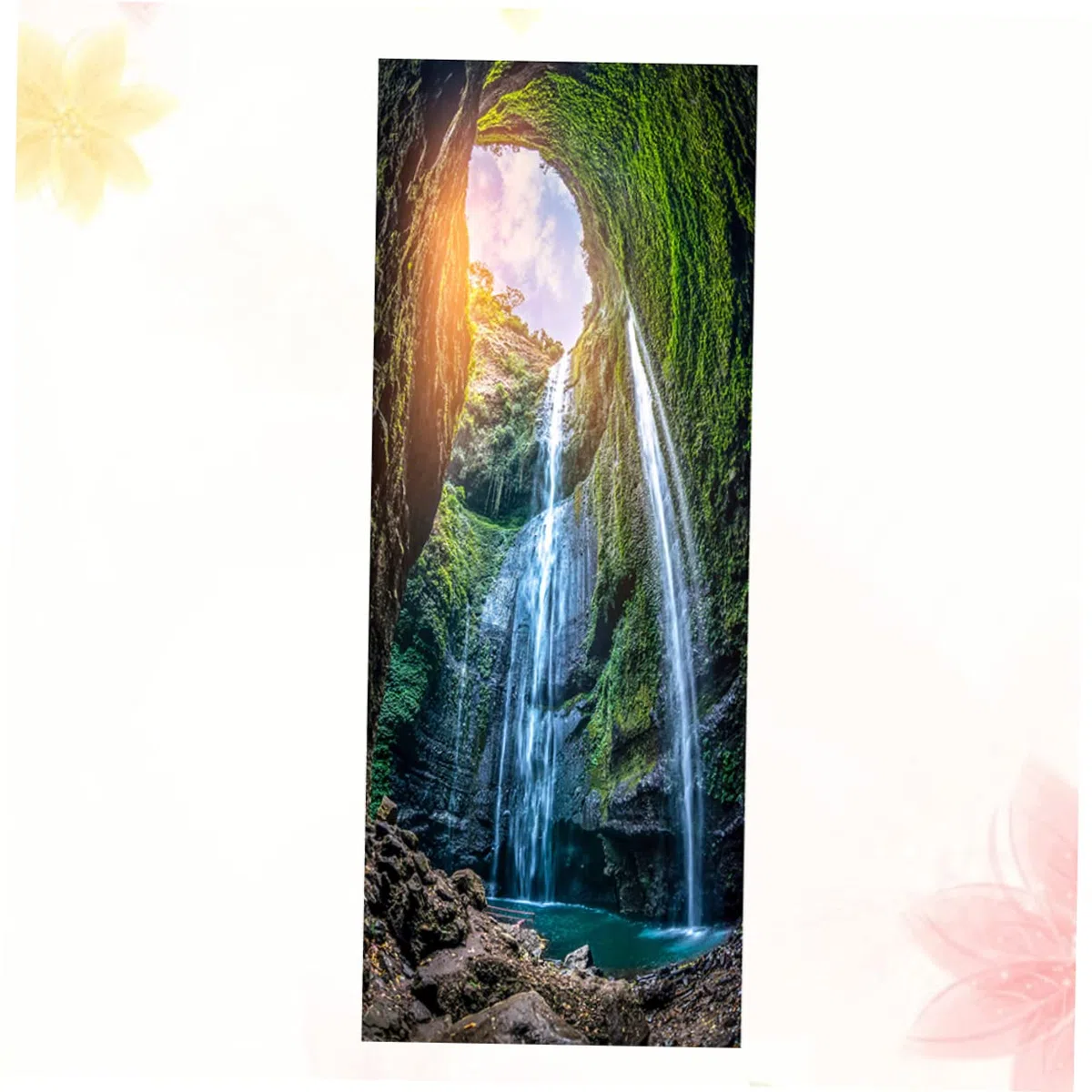Homoyoyo 2piezas Póster De Pvc Simulación De Puerta Paisaje De Cascada De Vinilo Decorativo Para Sala y Dormitorio Fácil Aplicación y Limpieza y Resistente