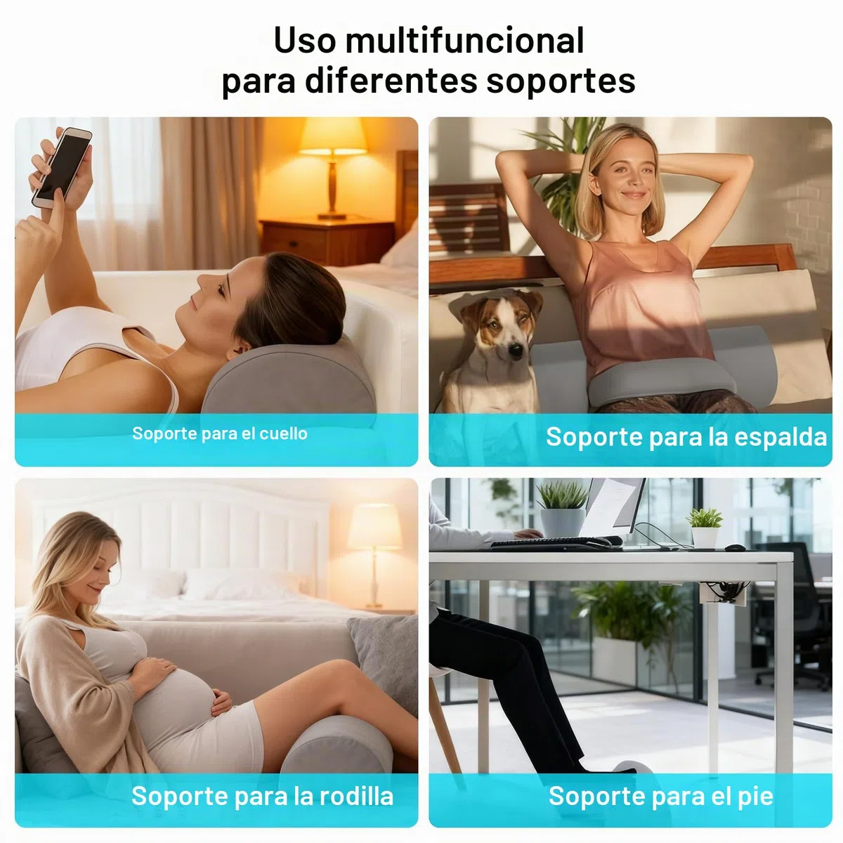 Almohada Piernas Dormir, Almohada Rodillas para Dormir en Forma de Media Luna, de Memory Foam, Alivia el Dolor de Espalda y Caderas, Ideal para Dormir de Lado y para Fisioterapia