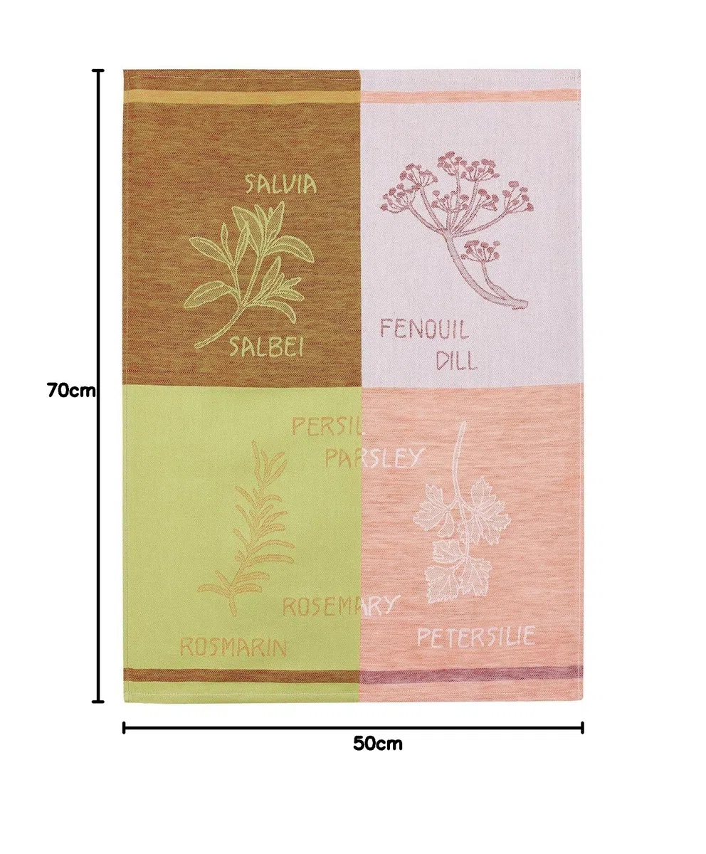 3 unidades Jacquard – Trapo, mitad de lino, TRIOLINO, cocina hierbas, tres colores diferentes, 50 x 70 cm