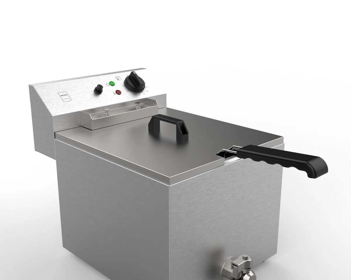 METRO Professional Freidora GDF1010, acero inoxidable, 10 litros, asa resistente al calor, 8.1 kW