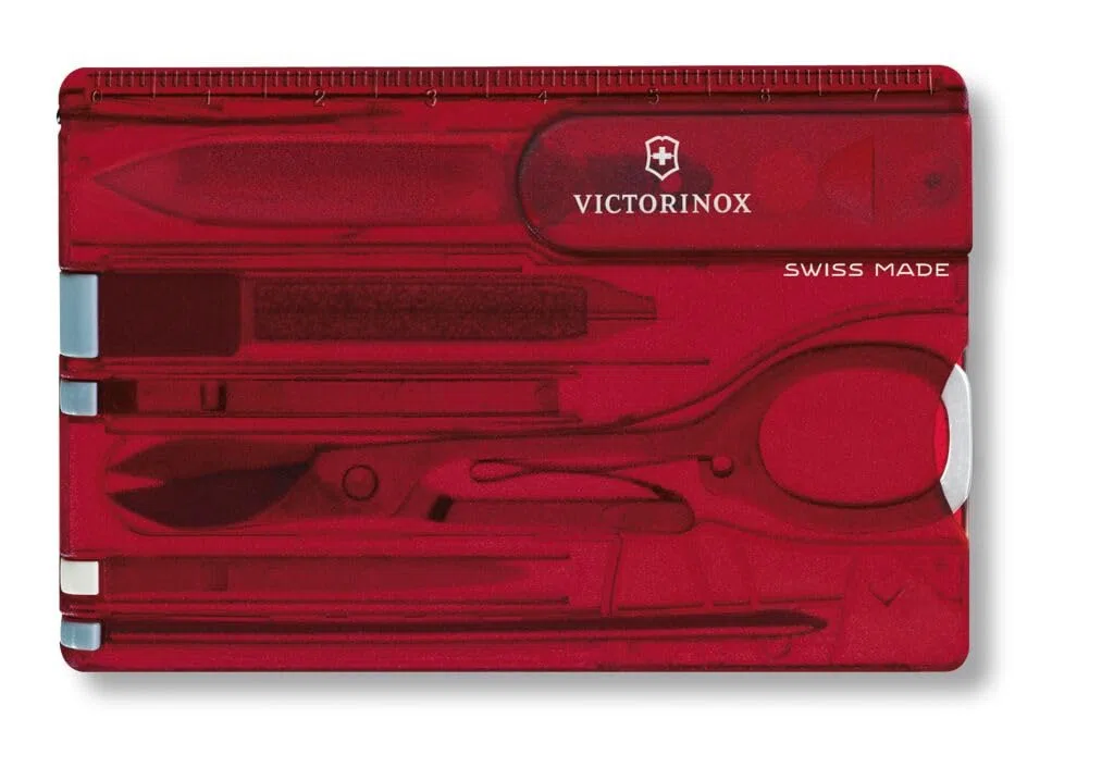 Victorinox Swiss Card Classic, Herramienta de bolsillo Swiss Made, Tamaño Tarjeta de Crédito, 10 Funciones, Bolígrafo, Tijeras