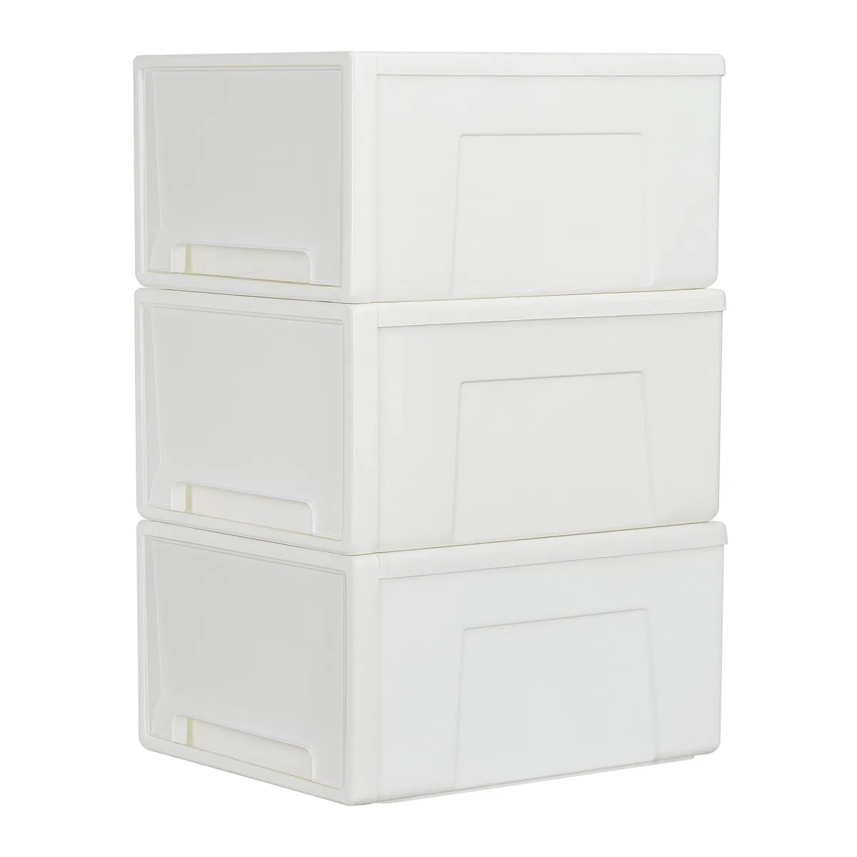 Cetomo 50L*3 Cajones de Almacenamiento de Plástico, Organizadores para Escritorio de Oficina, Caja de Almacenamiento, Torre Apilable para Cosméticos, PP, Resistente, Blanco, 50L-3 Unidades